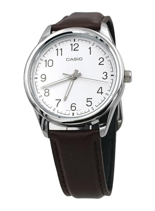 Casio Analog Watch for Men with Leather Band, Water Resistant, MTP-V005L-7B4, White-Dark Brown
Casio Analog Watch for Men with Leather Band, Water Resistant, MTP-V005L-7B4, White-Dark Brown