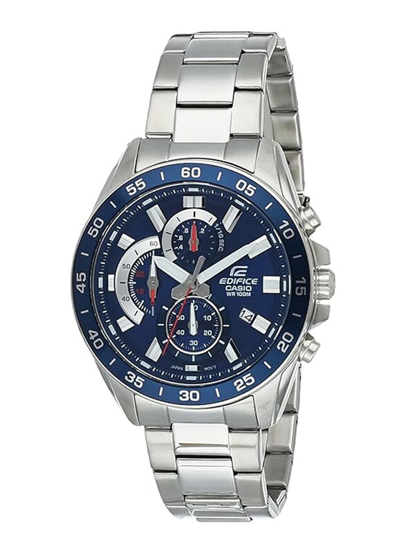 Casio Edifice Analog Watch for Men with Stainless Steel Band, Water Resistant and Chronograph, EFV-550D-2AV, Silver-Blue
Casio Edifice Analog Watch for Men with Stainless Steel Band, Water Resistant and Chronograph, EFV-550D-2AV, Silver-Blue