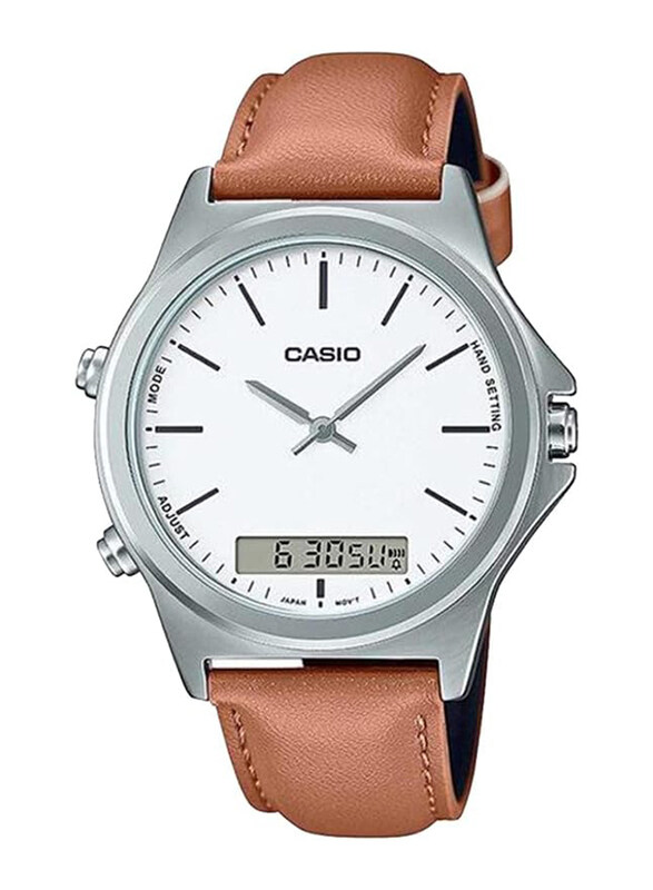 Casio Analog + Digital Watch for Men with Leather Band, Water Resistant, MTP-VC01L-7EUDF, Brown-White
Casio Analog + Digital Watch for Men with Leather Band, Water Resistant, MTP-VC01L-7EUDF, Brown-White