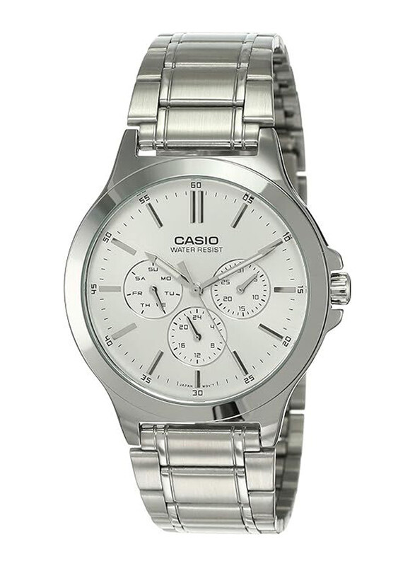 Casio Analog Watch for Men with Stainless Steel Band, Water Resistant and Chronograph, MTP-V300D-7AUDF, Silver-White
Casio Analog Watch for Men with Stainless Steel Band, Water Resistant and Chronograph, MTP-V300D-7AUDF, Silver-White