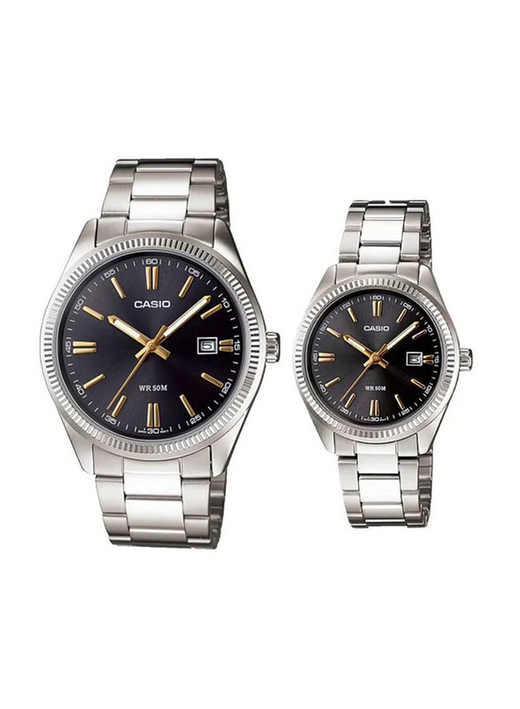 Casio Analog Unisex Watch Set with Stainless Steel Band, Water Resistant, MTP/LTP-1302D-1A2VDF, Black-Silver
Casio Analog Unisex Watch Set with Stainless Steel Band, Water Resistant, MTP/LTP-1302D-1A2VDF, Black-Silver