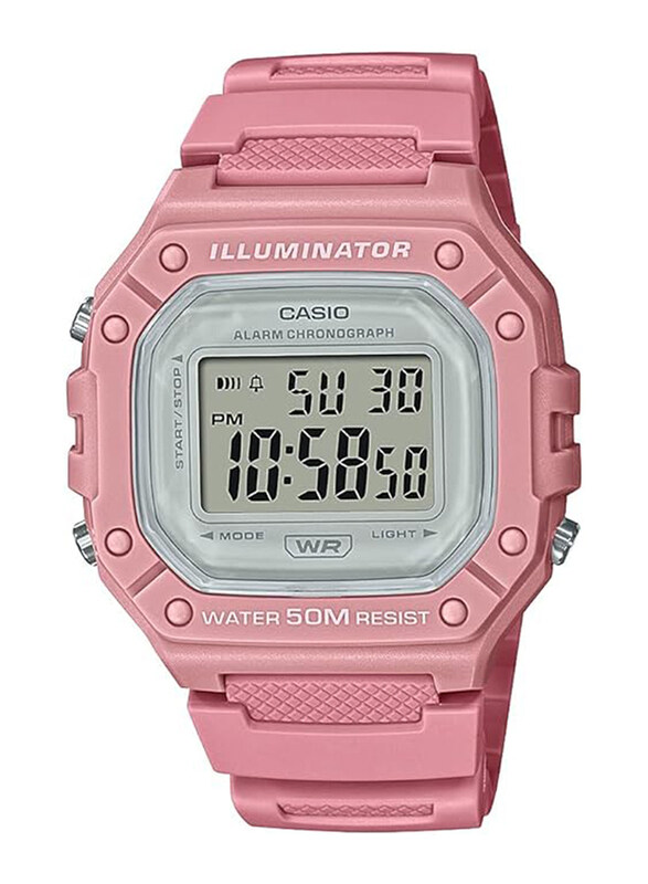 Casio Illuminator Digital Watch for Men with Resin Band, Water Resistant, W218HC-4AV, Pink-White
Casio Illuminator Digital Watch for Men with Resin Band, Water Resistant, W218HC-4AV, Pink-White