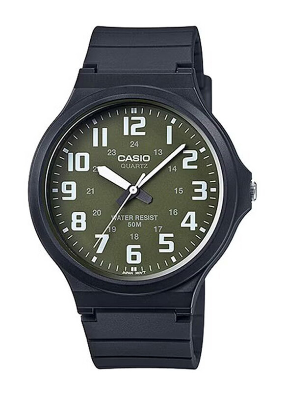 Casio Analog Watch for Men with Resin Band, Water Resistant, MW-240-3B, Black-Green
Casio Analog Watch for Men with Resin Band, Water Resistant, MW-240-3B, Black-Green