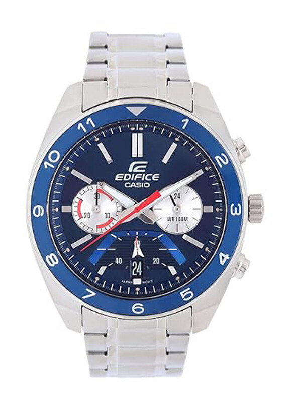 Casio Edifice Analog Watch for Men with Stainless Steel Band, Water Resistant and Chronograph, EFV-590D-2AVUDF (ED485), Silver-Blue
Casio Edifice Analog Watch for Men with Stainless Steel Band, Water Resistant and Chronograph, EFV-590D-2AVUDF (ED485), Silver-Blue