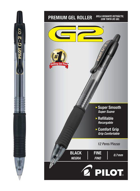 Pilot 12-Piece G2 Retractable Premium Gel Ink Roller Ball Pen Set, 0.7mm, Black
Pilot 12-Piece G2 Retractable Premium Gel Ink Roller Ball Pen Set, 0.7mm, Black