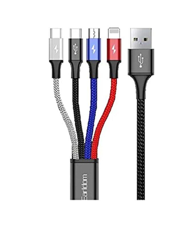 Earldom 1.2-Meter 4-in-1 Multi Charger USB Cable, Type-C +Micro 3.5 Jack, EC-IMC023, Black
Earldom 1.2-Meter 4-in-1 Multi Charger USB Cable, Type-C +Micro 3.5 Jack, EC-IMC023, Black