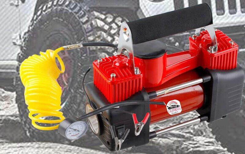 CFT California Portable Air Compressor Pump Dual Cylinder Heavy Duty Tire Inflator with Led Light, 150 Psi 12V Air Pump With Tire Repair Kit and Toolb
CFT California Portable Air Compressor Pump Dual Cylinder Heavy Duty Tire Inflator with Led Light, 150 Psi 12V Air Pump With Tire Repair Kit and Toolb