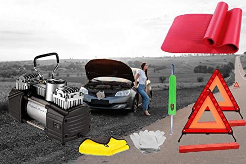 CFT California Car Air Compressor 150psi Duel Cylinder with Emergency Warning Triangle kit & Repairing Foam Mat Deflator Towels Gloves, Multicolour
CFT California Car Air Compressor 150psi Duel Cylinder with Emergency Warning Triangle kit & Repairing Foam Mat Deflator Towels Gloves, Multicolour