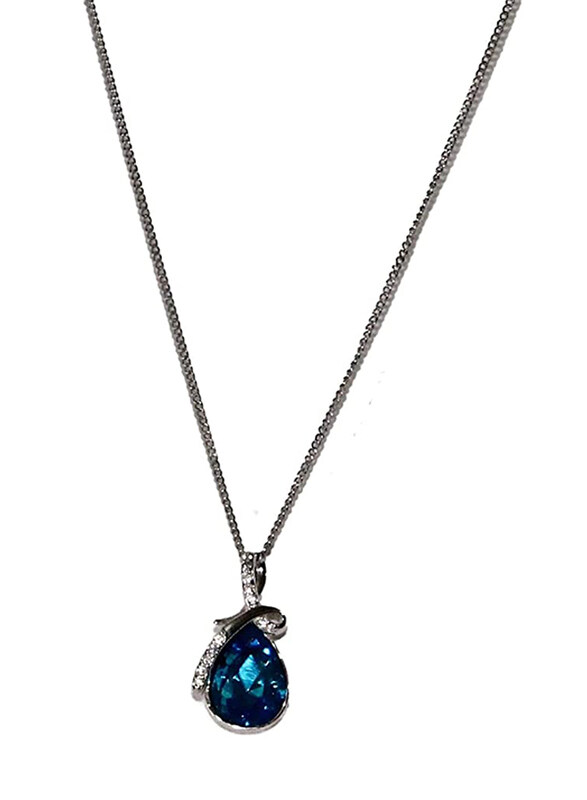 

Unbranded Stainless Steel 18-inch Art Design Necklace for Women, with Blue Stone Pendant, Silver