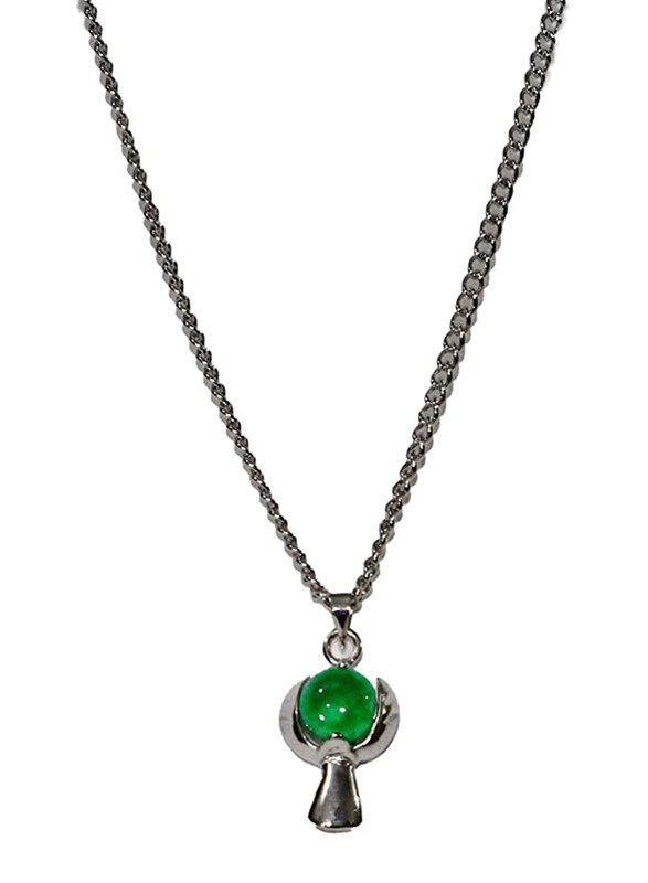 

Unbranded Stainless Steel 18-inch Stone Art Design Necklace for Women, with Sky Green Stone Pendant, Silver