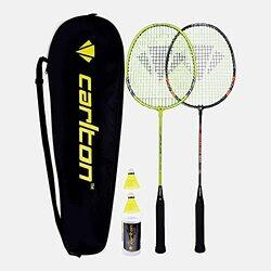 Carlton Aeroblade 500 G1 HD NF Strung Badminton Racket and Shuttlecock Set, 4 Pieces, Multicolour