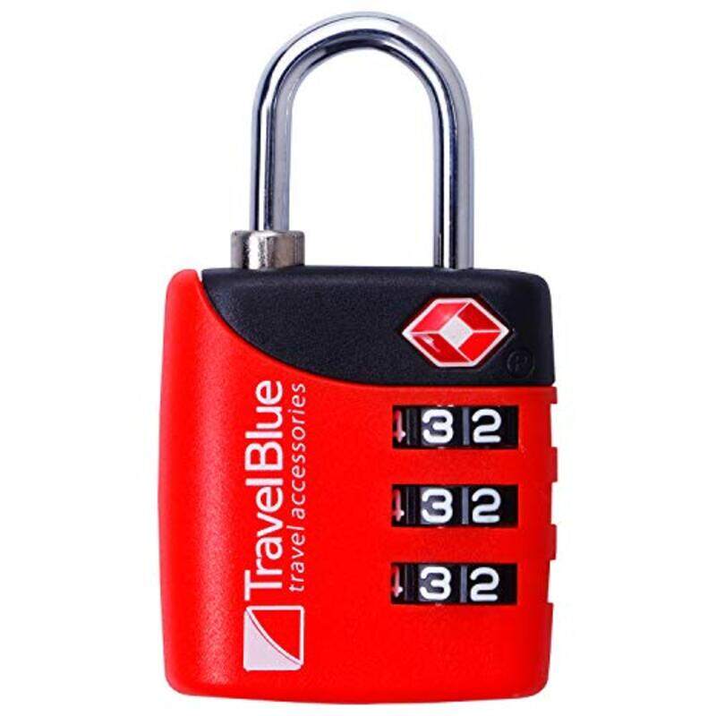 Travel Blue TSA 3 Dial Combination Lock, Red