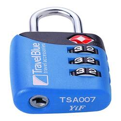Travel Blue TSA 3 Dial Combination Lock, Blue
