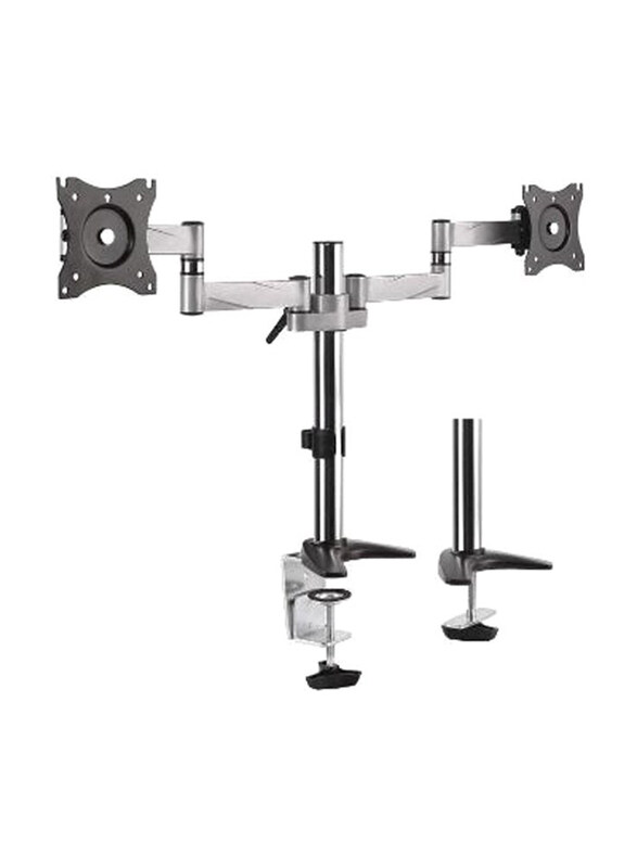 

Universal Skilltech Dual Arm Swivel Monitor Table top Mount, Black/Silver