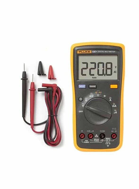 

Fluke F15B+ 4000 Count Portable Digital Multimeter Voltage Voltmeter Ammeter Universal Meter Measuring AC/DC Voltage Resistance, Grey/Yellow