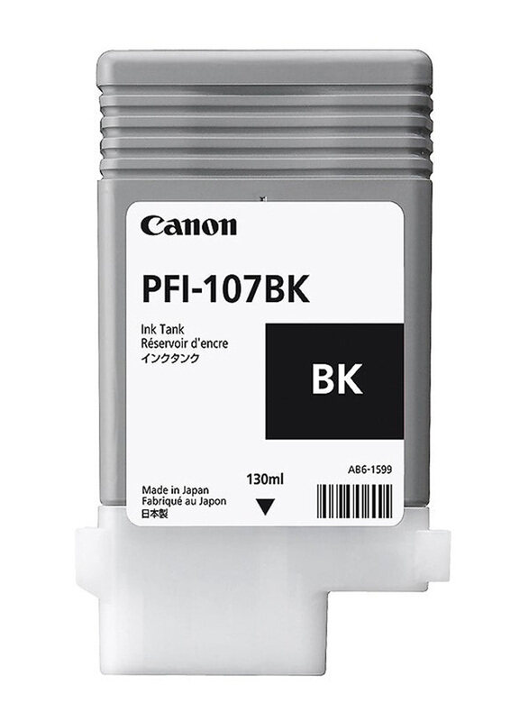 

Canon PFI-107BK Black Plotter Ink Tank Cartridge, 130ml