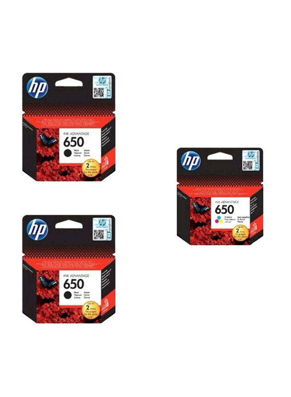 

HP 650 Black/Tri-Color Original Ink Cartridge, CZ101+102AK, 3 Pieces