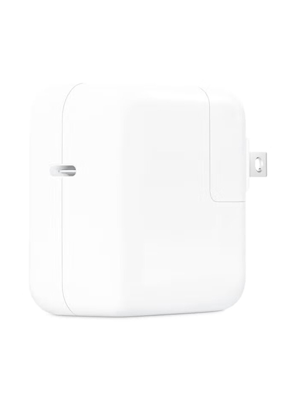 Apple USB Type-C 30W 2 Pin Power Adapter for Suitable Devices, MY1W2AM/A, White