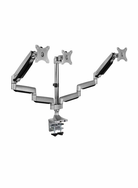 

Generic Triple Monitor Adjustable Desk Stand, Silver
