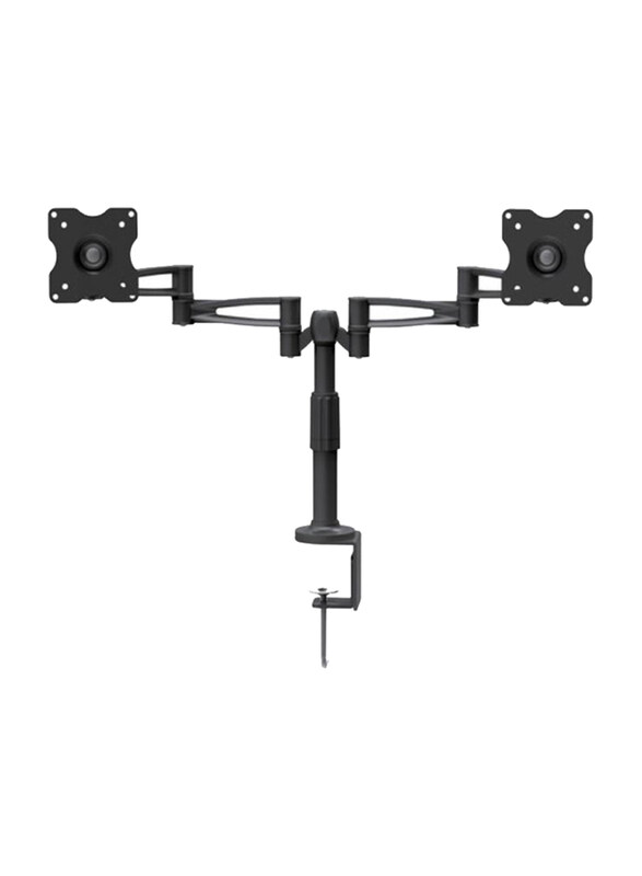 

Universal Skilltech Dual Arm Swivel Monitor Table top Mount, Black/Silver