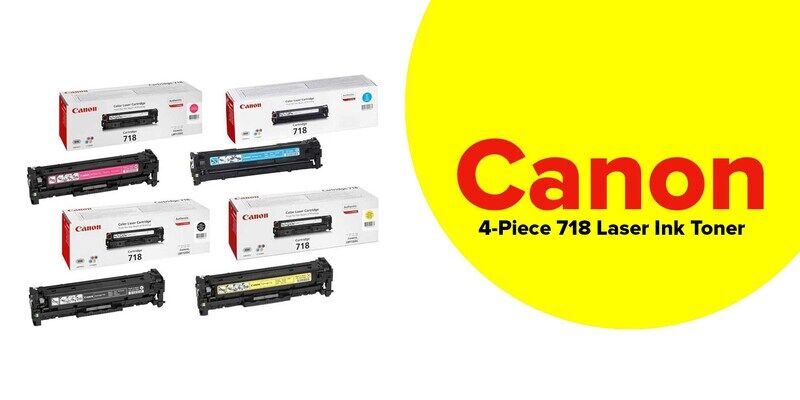 Canon 4-Piece 718 Laser Ink Toner Pink/Black/Blue