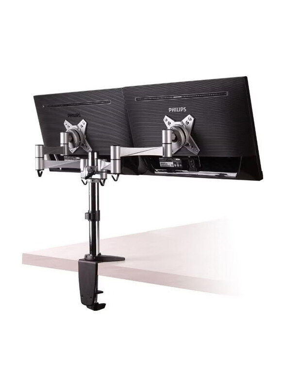 

Universal Fully Adjustable Dual Arms Desk Mount for Monitor, Silver/Black