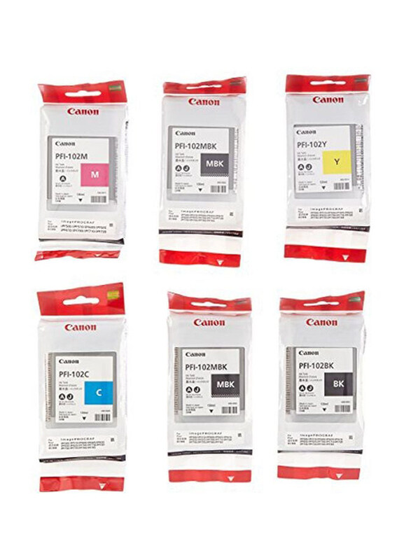 

Canon PFI-102 Multicolour Printer Ink Tank Set, 6 Pieces