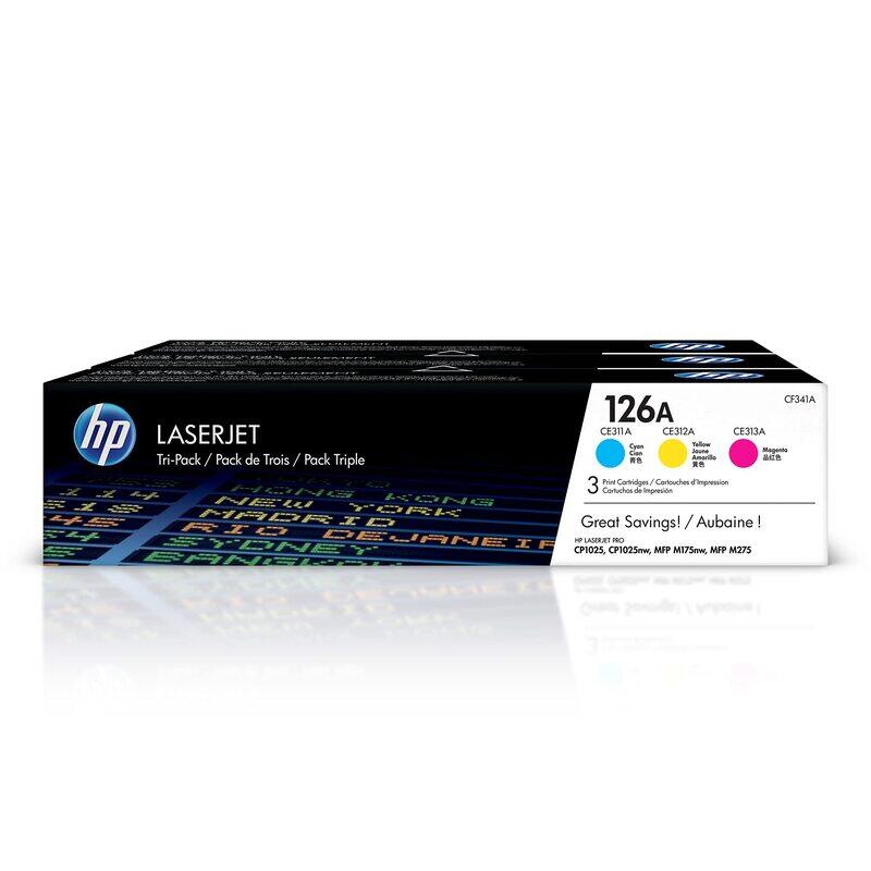 

HP Pack Of 3 126A LaserJet Toner Cartridges Cyan/Yellow/Magenta