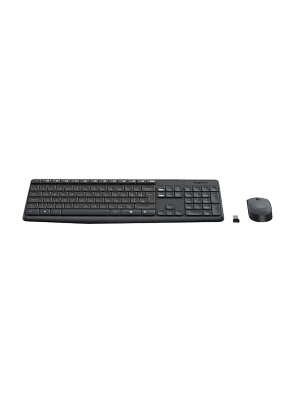 Logitech MK235 2.4 Ghz Wireless English/Arabic Keyboard and Mouse Combo, Grey