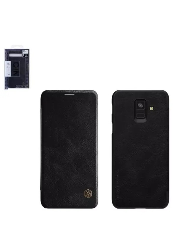 Case Leather Case Compatible With Samsung A600 Dual Galaxy A6 2018, Black, Flip