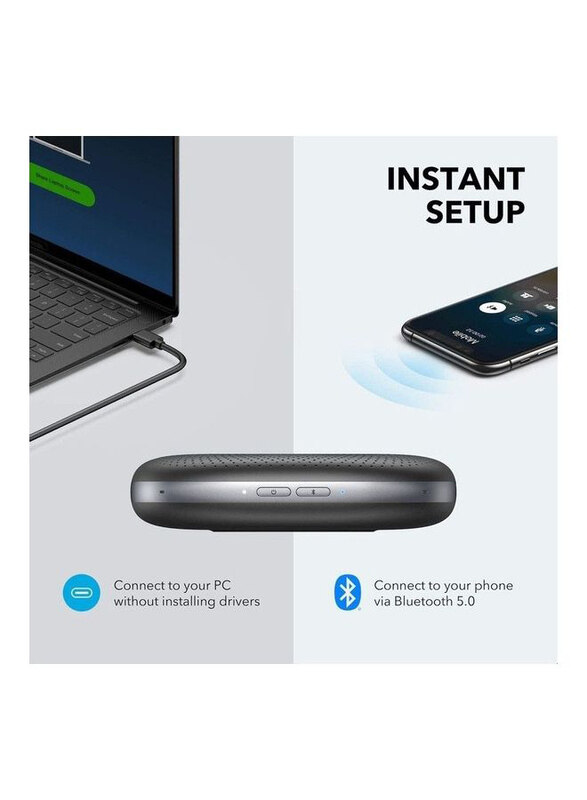 Anker Powerconf Bluetooth Conference Speakerphone With 6 Microphones And Usb-C, A3301H11, Black