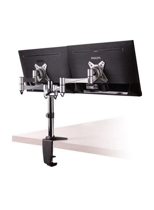 

Universal Dual Adjustable Desk Mount for Monitor, Silver/Black