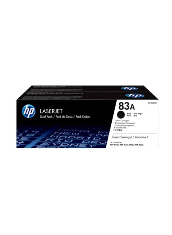 

HP 83A Black LaserJet Toner Cartridge, 2 Pieces