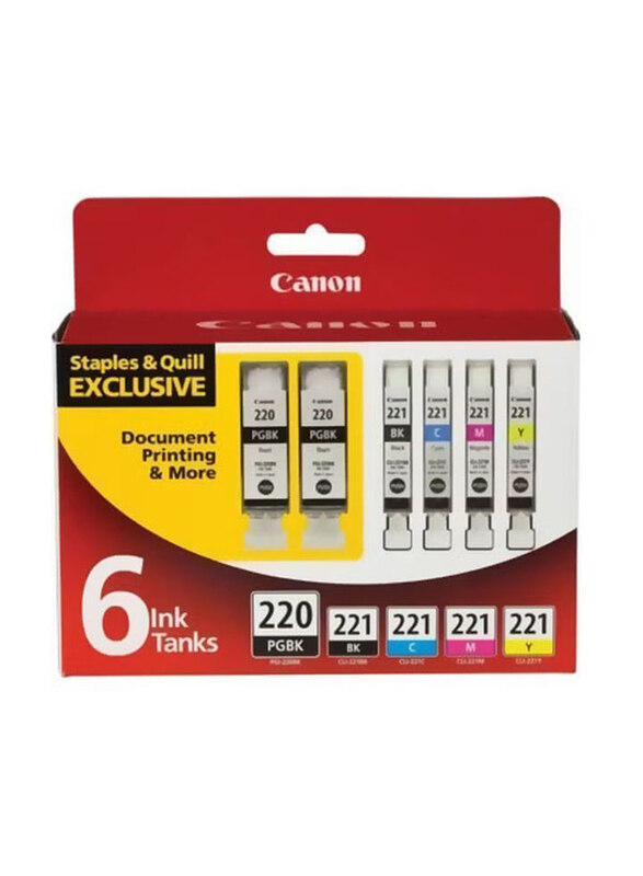 

Canon 6-Piece 220PBGK/221BK/221C Multicolour Printing Ink Tank Set