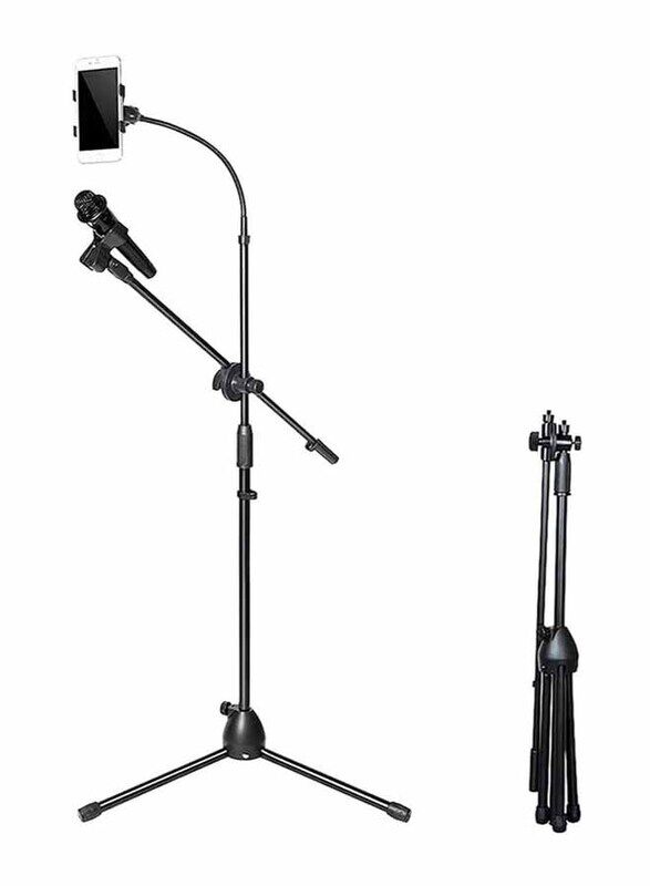 

Generic Techtest Heavy Duty Adjustable Dual Mike Stand Condenser Microphone Stand With Mobile Holder, Black