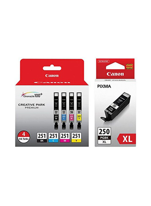 

Canon 250/251 Multicolour Printer Ink Cartridge Set with Tank, 4 Pieces