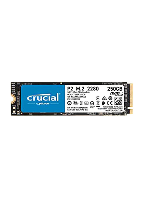 

Crucial 250GB P2 3D NAND NVMe PCIe M.2 Internal SSD, CT250P2SSD8, Black