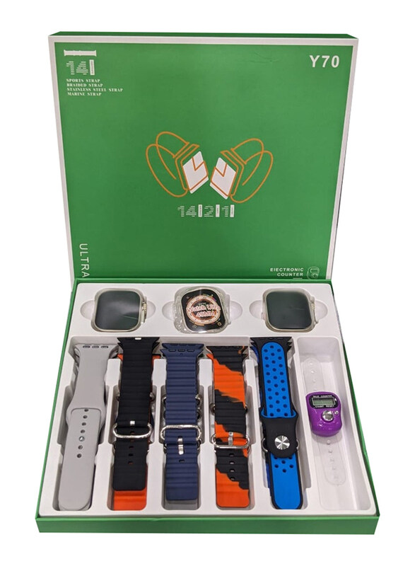 

Generic Y70 Ultra Smartwatch With 4 Strap, Multicolour