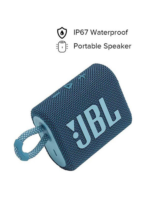 Jbl Go 3 Portable Wireless Bluetooth Speaker, JBLGO3BLU, Blue