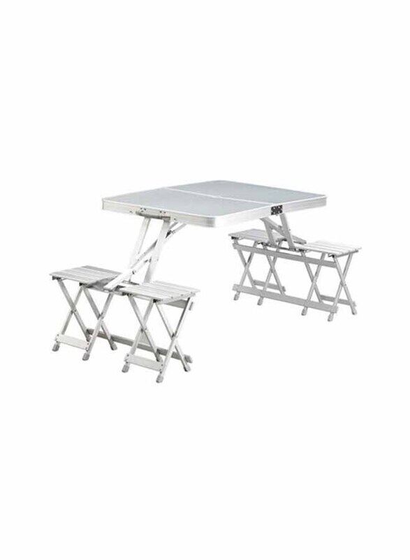 

Generic Aluminum Folding Camping Picnic Table with 4 Seats, Silver