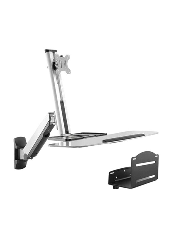 

Universal Newstar Single Display Sit-Stand Workstation Wall Mount, Silver/Black