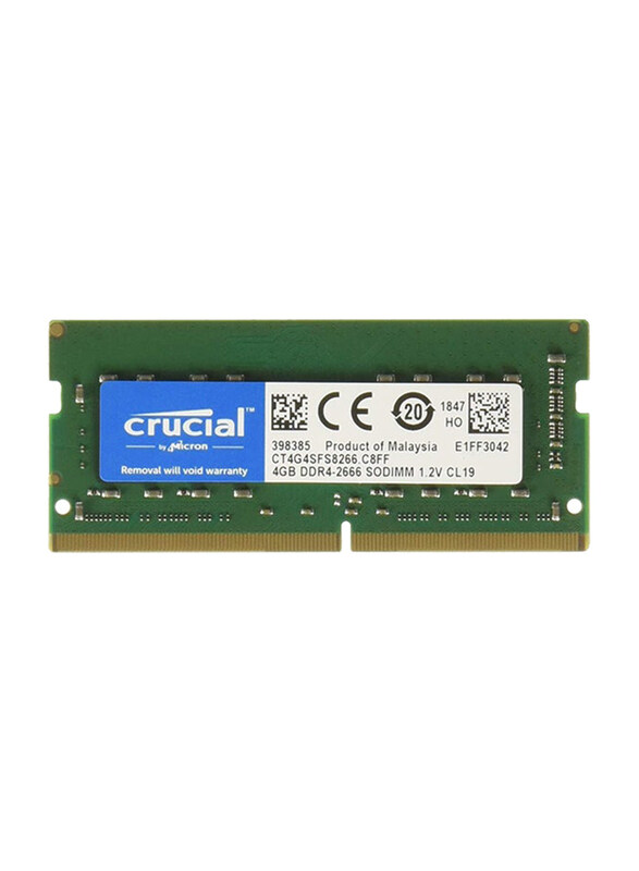 

Crucial DDR4 x8 SODIMM 260 Pin Memory Module, CT51264BF160BJ, Green