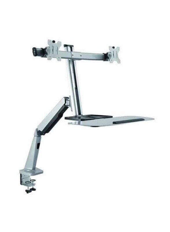 

Generic Dual Arm Standing Desk for Workstation 27 Inch, Silver/White