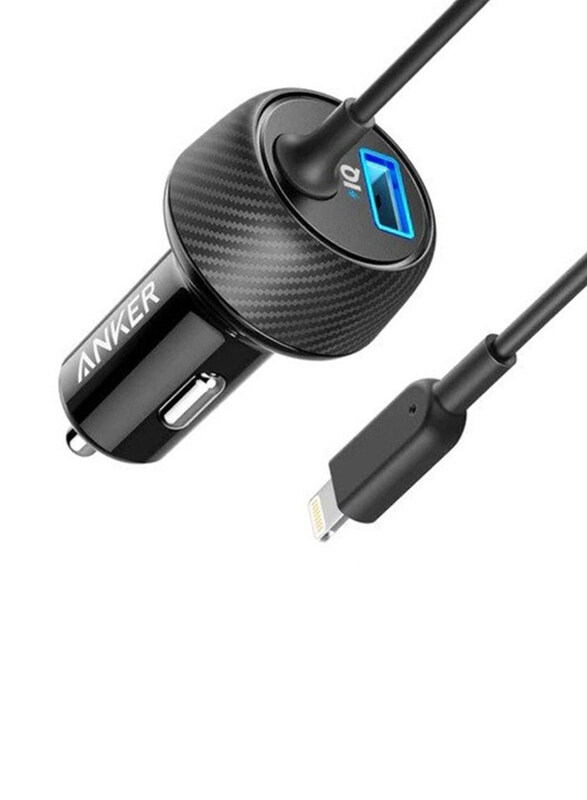 

Anker Power Drive 2 Elite Car Charger with 3-Feet Lightning Connector and USB Port with PowerIQ Technology, Black