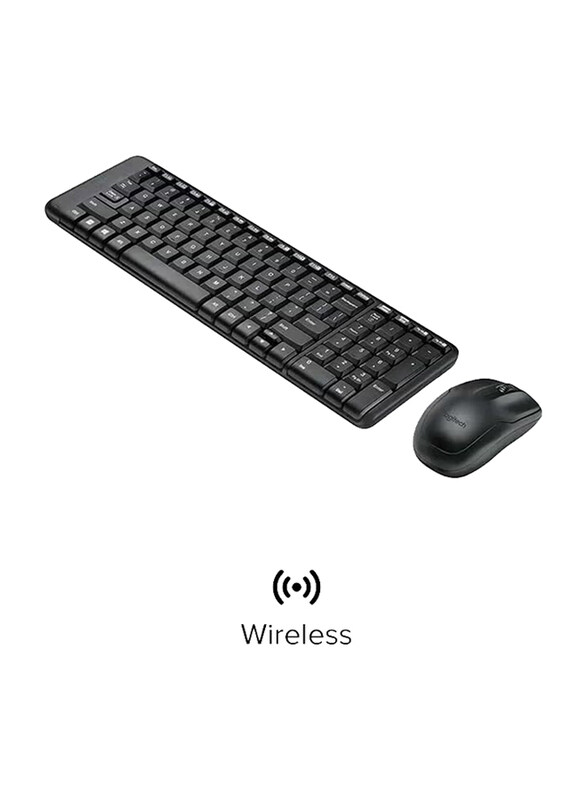 Logitech MK220 Space-Saving Wireless English/Arabic Keyboard and Mouse Combo, Black