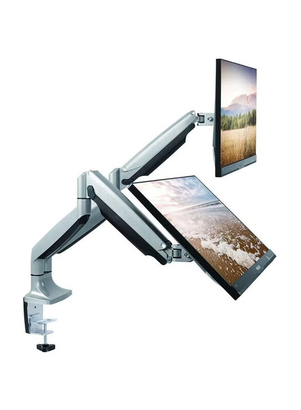 

Dual Adjustable Universal Desk Mount for Monitor, Silver/Black