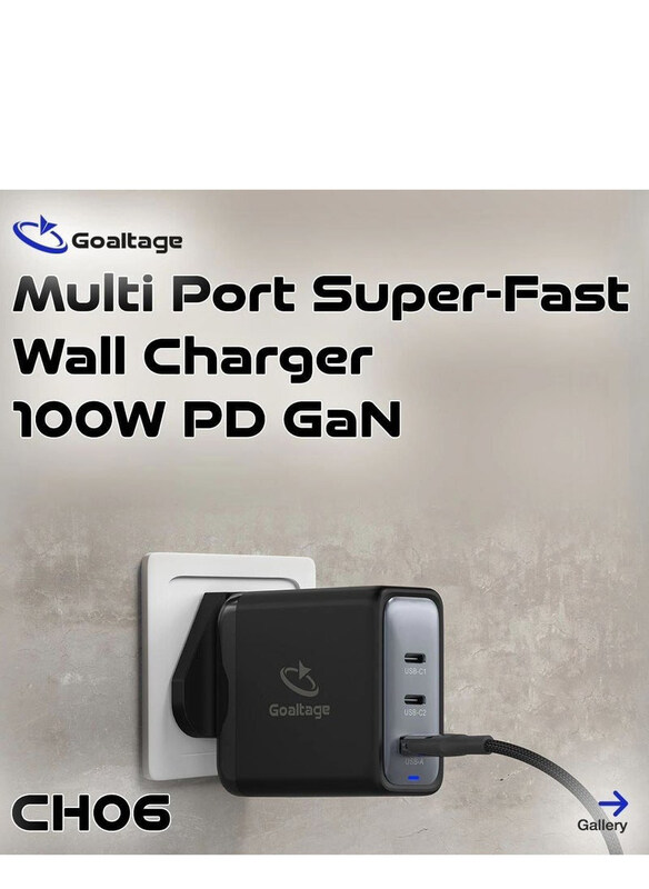 

Goaltage Multi Port Super Fast Wall Charger CH06, Black