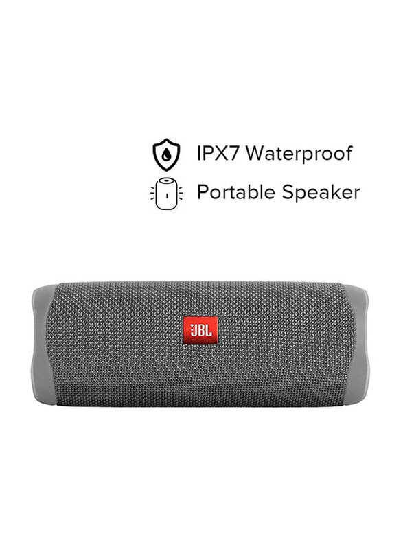 Jbl Flip 5 Portable Waterproof Speaker, FLIP5-GY, Grey