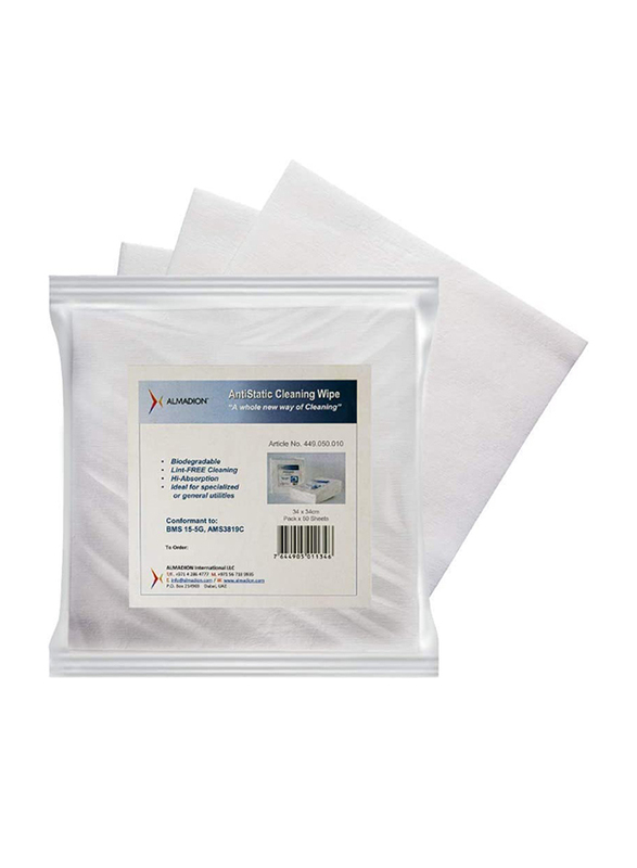 Almadion Non-Woven Anti-Static Cleaning Wipes, 50 Sheets