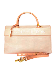 Paris Hilton Zipper PU Leather Handbag with Shoulder Strap for Women, A21012-PH, Pink
